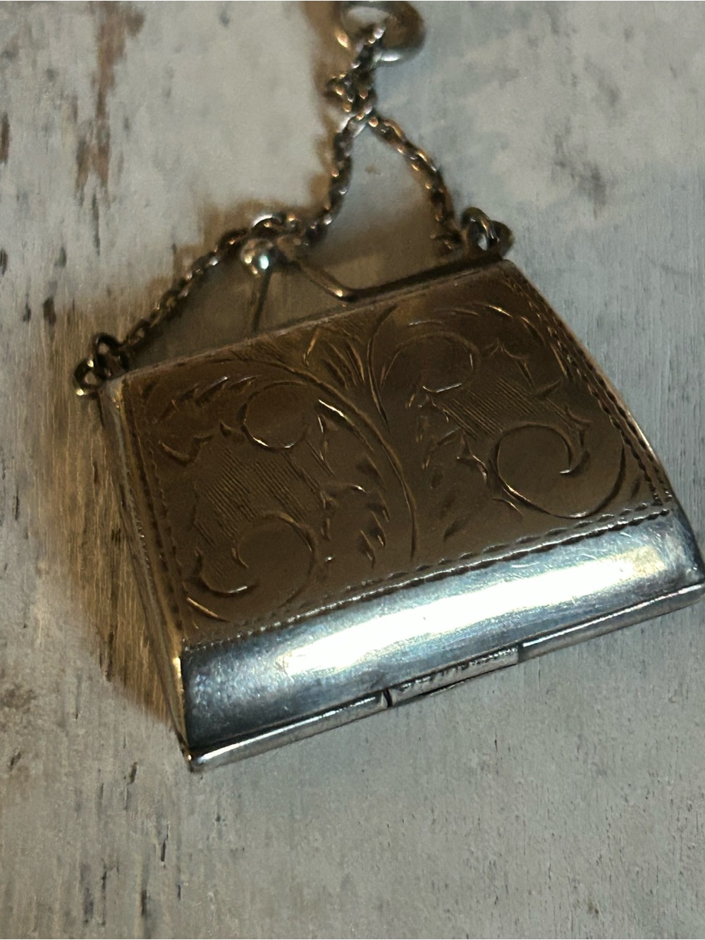 Vintage Sterling Silver Decorative Purse Pendent - Picture 5 of 6